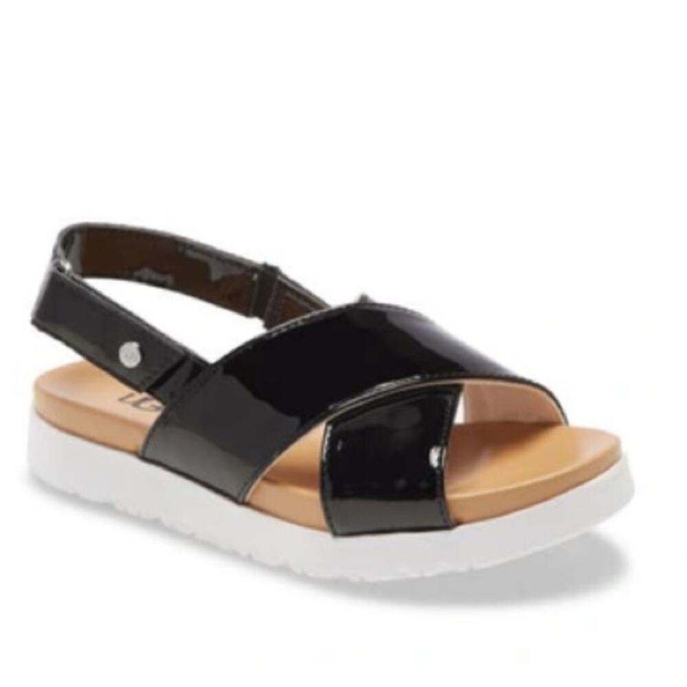 Ugg Kids Klara Black Patent Platform Sandals size 6